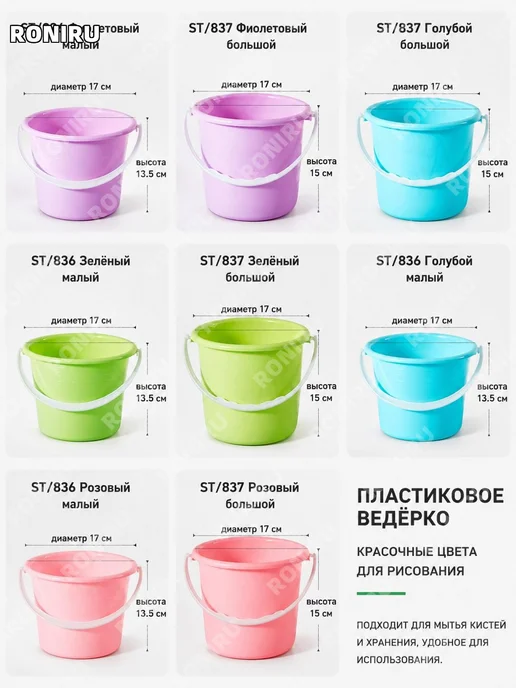 Ведро ST 837 большое синее пластиковое PP, синий, фото 2