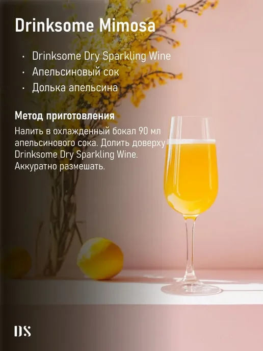 Безалкогольное шампанское сухое брют в стекле Drinksome, вариант, фото 5