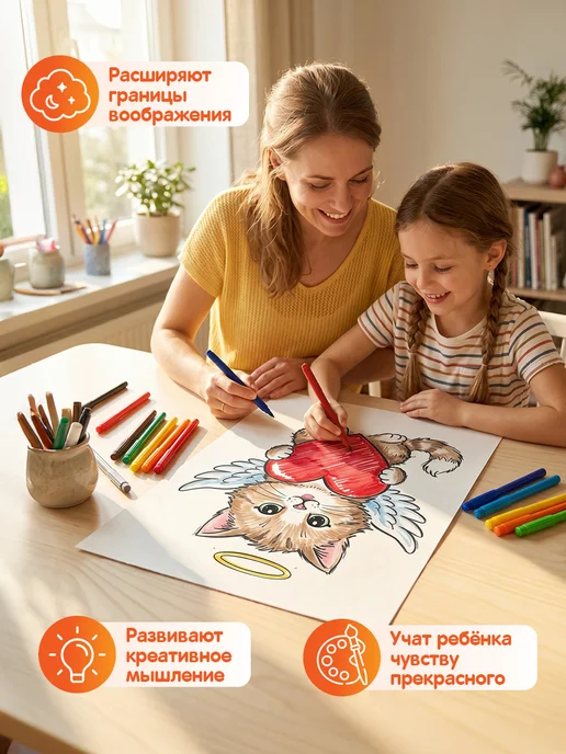 Мульти-Пульти! Фломастеры для рисования в тубе 50 цв, черный, фото 8