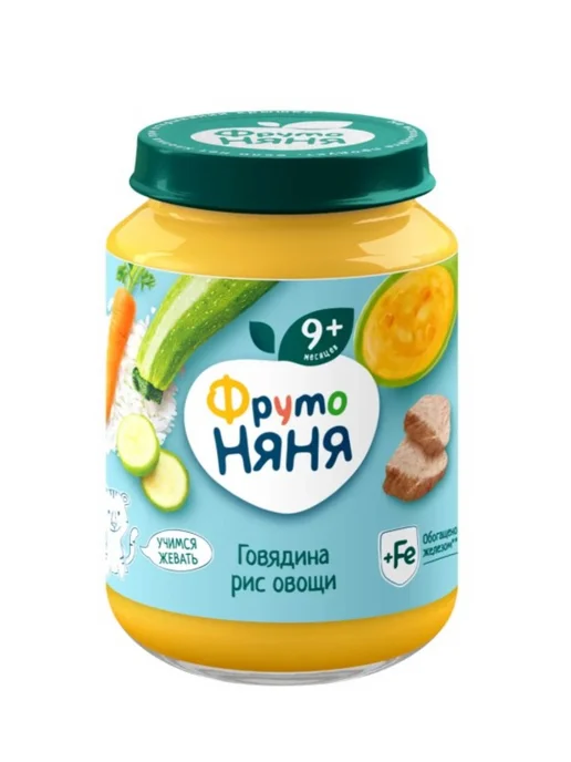 ФрутоНяня Пюре Говядина-рис-овощи, 190 г 3 шт, 190 г, 3 шт, фото 2
