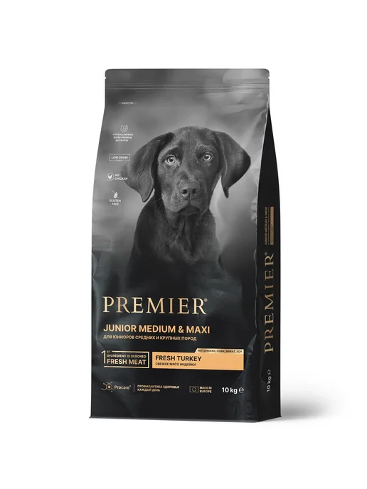 Сухой корм PREMIER Dog для собак, крупные, средние, щенки, индейка, 10 кг