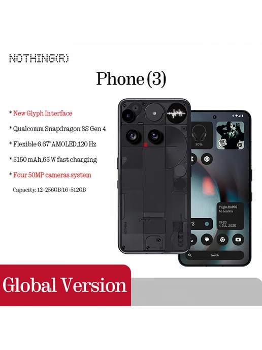 Смартфон Nothing Phone 3 12/256 ГБ, белый, фото 2