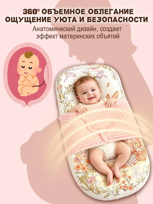 Dremysure Кокон для новорожденного гнездышко малыш с лепестками, вариант, фото 2