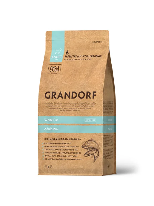 Сухой корм Grandorf' Dog White для собак, мелкие, рыба, 1 кг