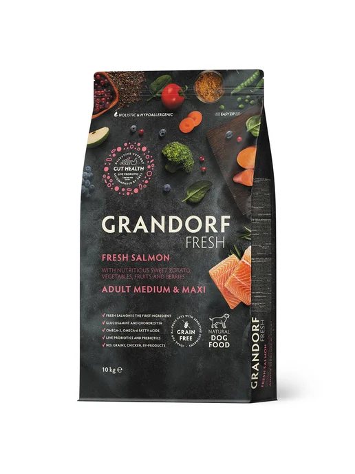 Сухой корм Grandorf' Fresh Dog для собак, взрослые, крупные, лосось, 10 кг, фото 2