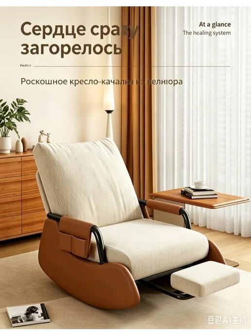 Кресло качалка с подножкой регулируемое, черный