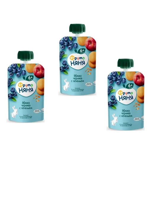 ФрутоНяня Пюре Яблоко, 90 г 3 шт, 90 г, 3 шт