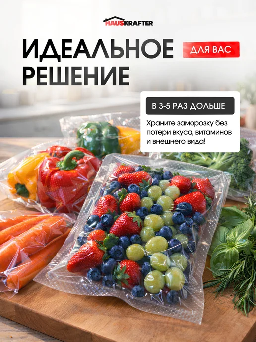 HAUSKRAFTER Пакеты для вакууматора рифленые 17х1500 см в рулоне, вариант, фото 7