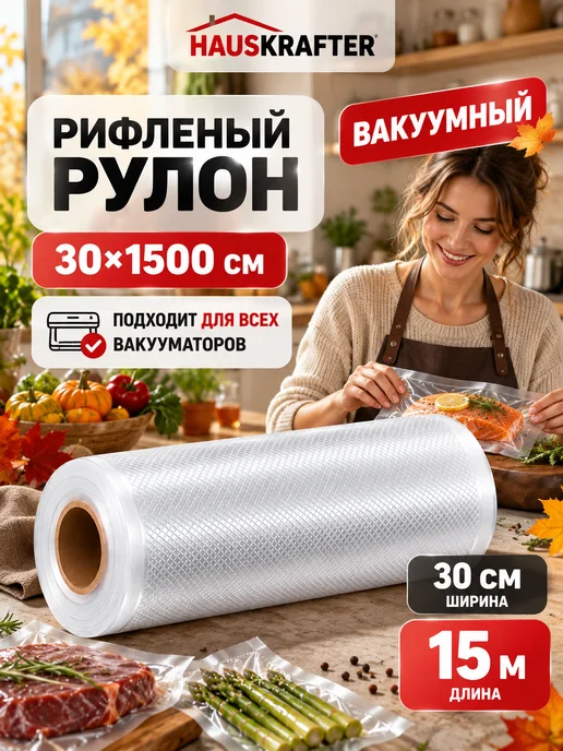 HAUSKRAFTER Пакеты для вакууматора рифленые 30х1500 см в рулоне, вариант