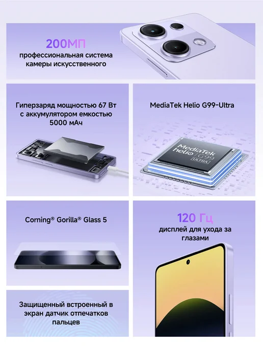 Смартфон Xiaomi Redmi Note 14S 8/256 ГБ, голубой, фото 7