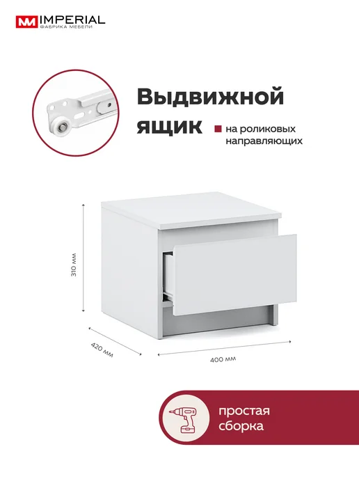 Imperial фабрика мебели Тумба прикроватная Чикаго Стрит, белый, фото 5