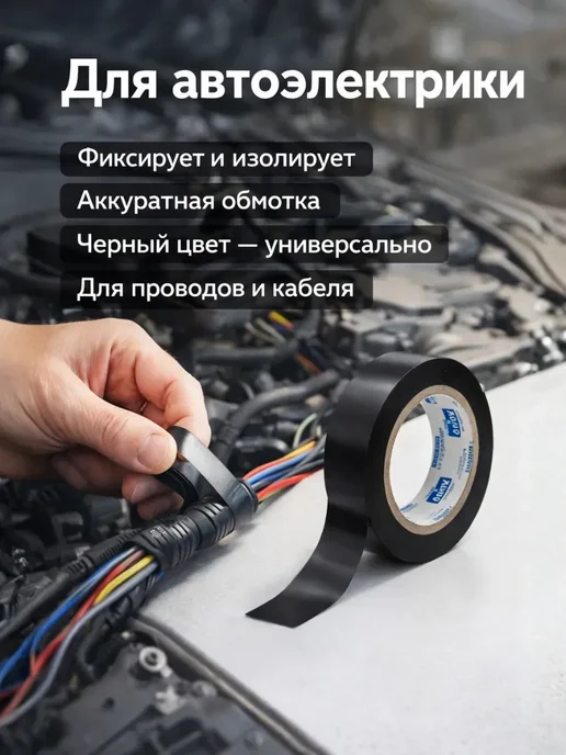A.NI1 Изолента черная для проводов узкая профессиональная 2 штуки, черный, фото 2