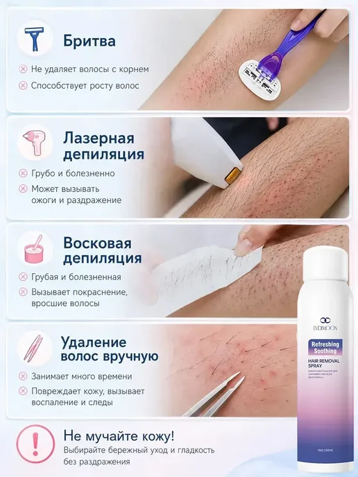 Спрей для быстрого и безболезненного удаления волос, вариант, фото 3