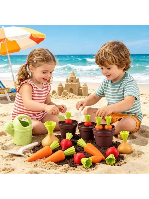 Игрушки для песочницы морковки и садовый набор, 12 шт, 12 шт, фото 3