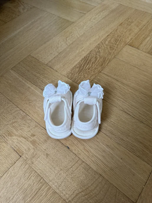 Sweet heels Крестильные пинетки сандалии нарядные для новорожденных, белый, фото 3