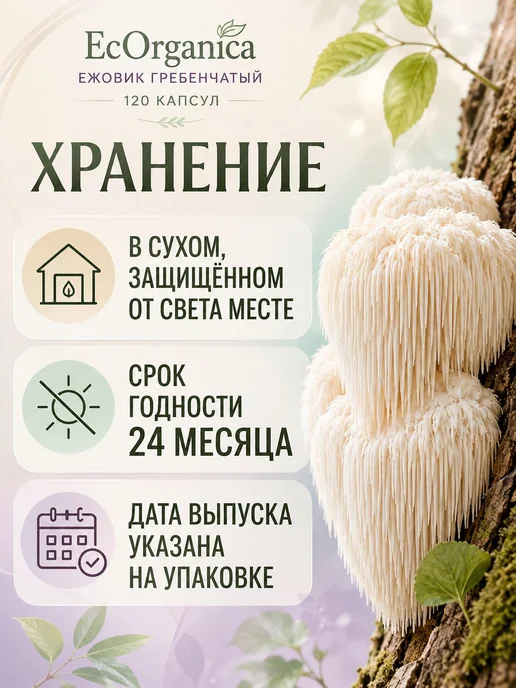 Ежовик гребенчатый в растительной оболочке, 120 капсул, вариант, фото 6