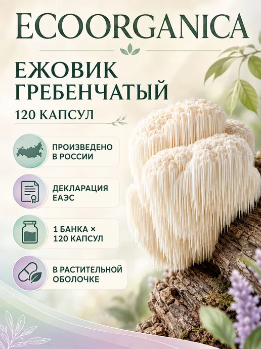 Ежовик гребенчатый в растительной оболочке, 120 капсул, вариант, фото 7