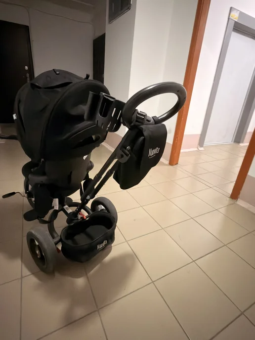 Велосипед трехколесный детский Bamzione B2 с ручкой, черный, фото 2