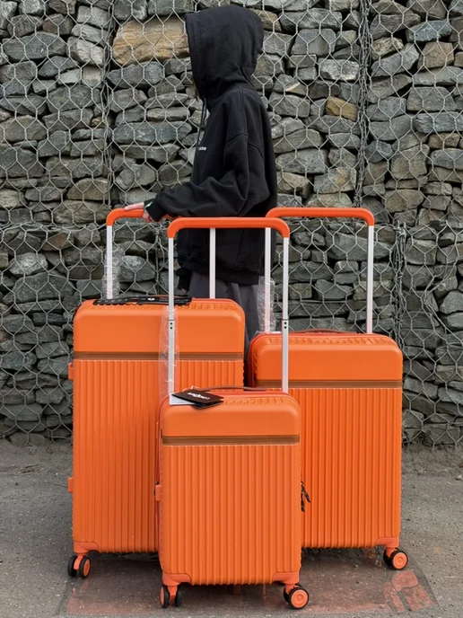 Gate99 Чемодан на колёсах c широкой ручкой S · Ручная кладь, оранжевый, фото 2