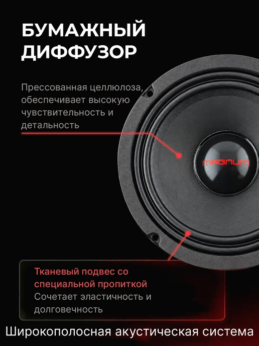 MAGNUM Динамики 16 LD 65 MIDBASS, колонки в машину, 230 Вт, 230 Вт, фото 2