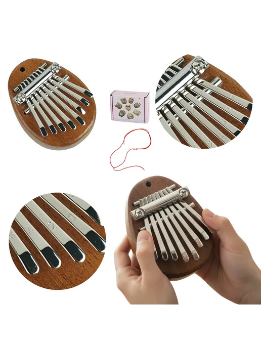 8-клавиш мини-Kalimba с шнуром, деревянная, музыка и finger, вариант, фото 4