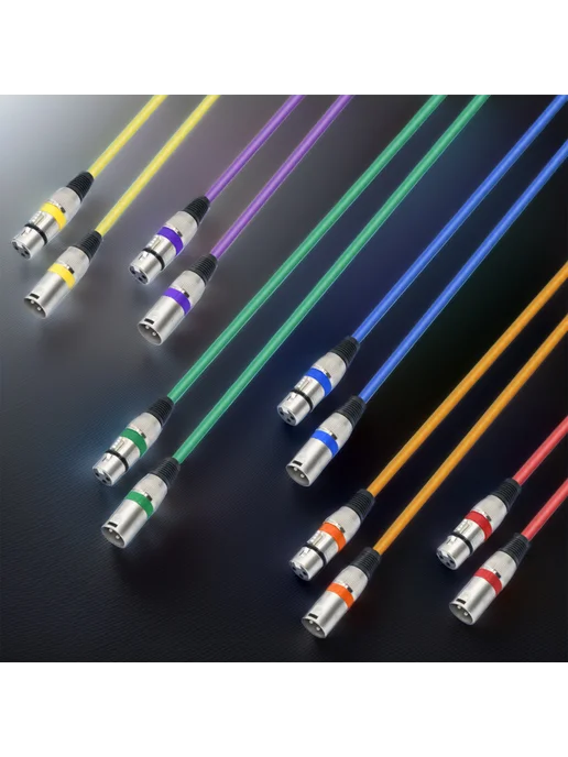 6 шт XLR-кабели для микрофона разноцветные 1.5м, 6 шт, 1,5 м, фото 2