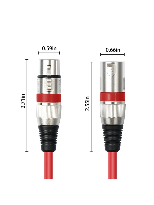6 шт XLR-кабели для микрофона разноцветные 1.5м, 6 шт, 1,5 м, фото 5