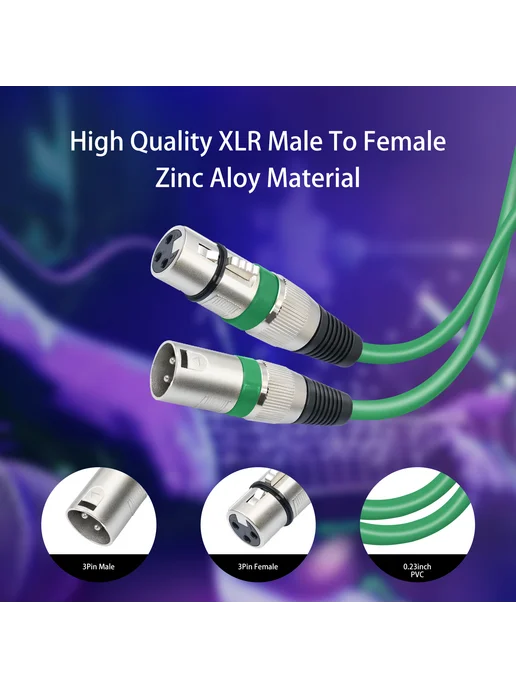 6 шт XLR-кабели для микрофона разноцветные 1.5м, 6 шт, 1,5 м, фото 7