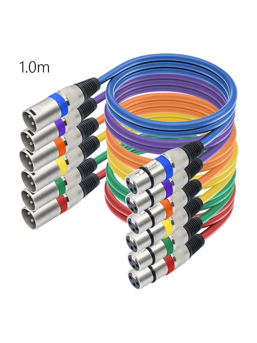 6шт XLR-XLR кабель для микрофона, разноцвет, 1м, 6 шт, 1 м, фото 3
