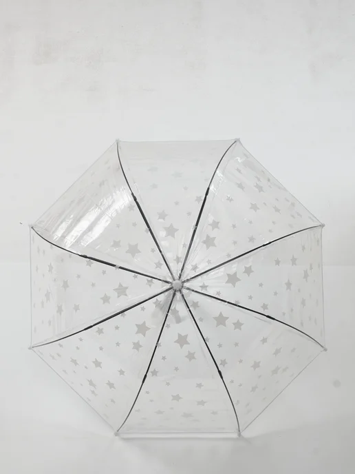 Gerain Umbrella Детский зонт трость прозрачный полуавтомат со звездами, белый, фото 2