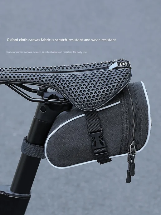 Нет бренда Велосипедный задний мешок, черный, объем 1 л, отражающий, 1,2 л, розовый, фото 3