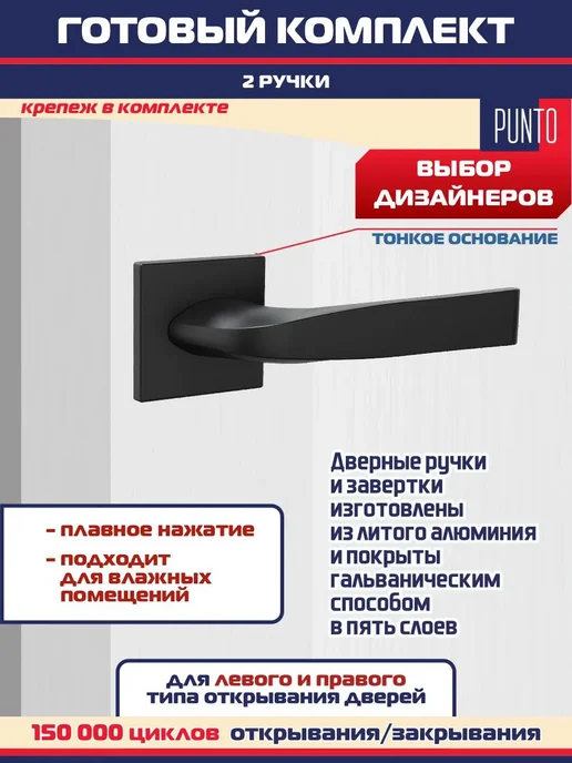 Punto Ручка дверная межкомнатная черная SATURN ARS, черный, фото 2