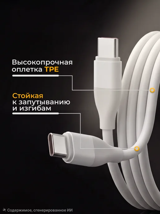 Быстрая зарядка Type-C c блоком для айфон, андройд 120 W, 120 Вт, фото 7