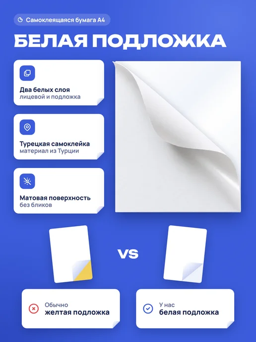 Бумага MR.JOHNNY Самоклеящаяся A4, 80 г/м², 25 листов, 1 пачка, фото 2