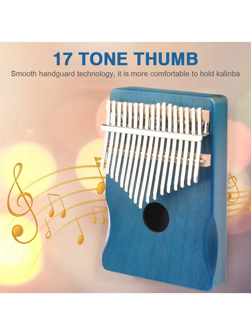 Милира деревянная 17 клавиш для Mbira для Музыки (синяя), синий, фото 2