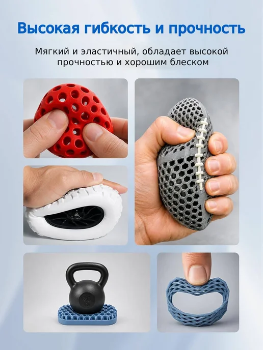 Creality CR-TPU 95a пластик для 3D принтеров 1,75мм 2кг, белый, 4 кг, фото 2