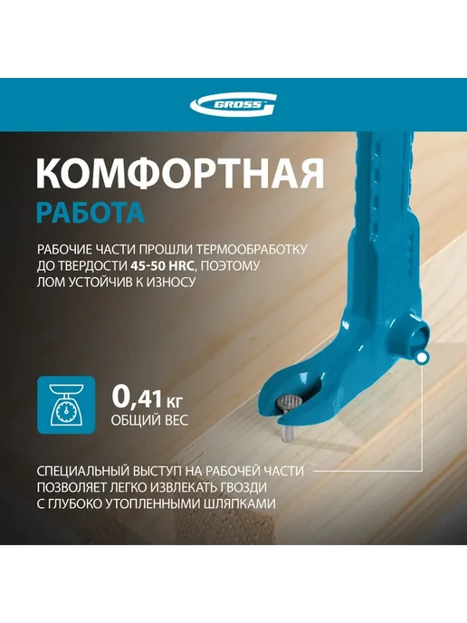 GROSS Лом-гвоздодёр мини 250x21x9мм 25251, вариант, фото 4